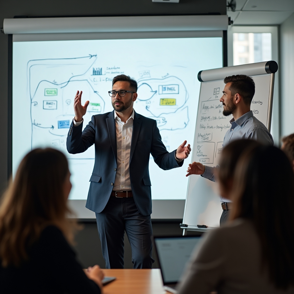 Преподаватель проводит занятие по финансовому планированию